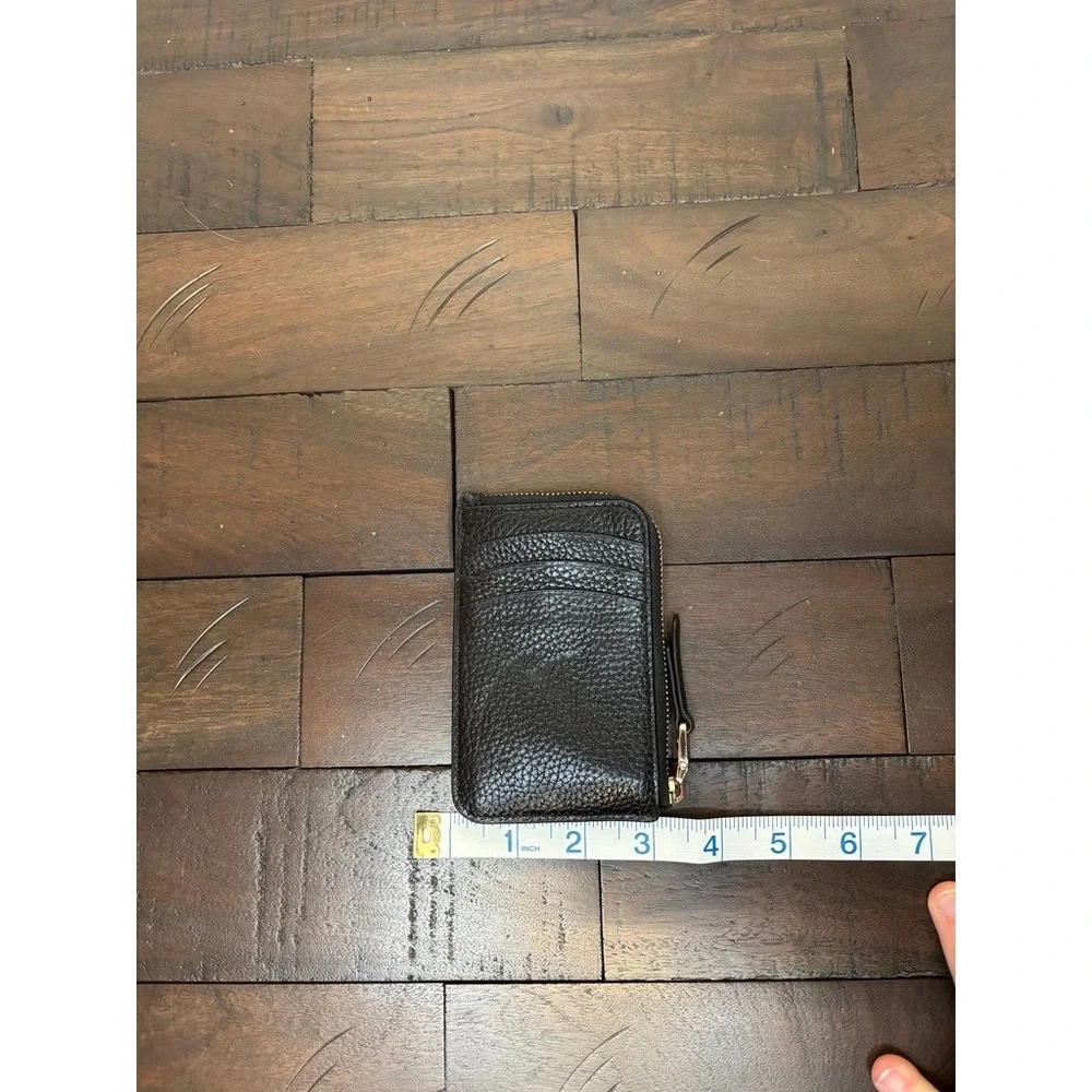 Kate Spade New York Roulette black‎ pebbled leather zip card holder